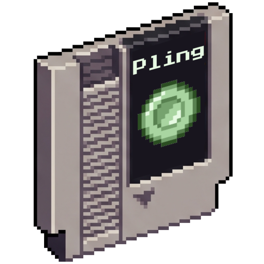 Pling as a pixel-art retro game cartridge